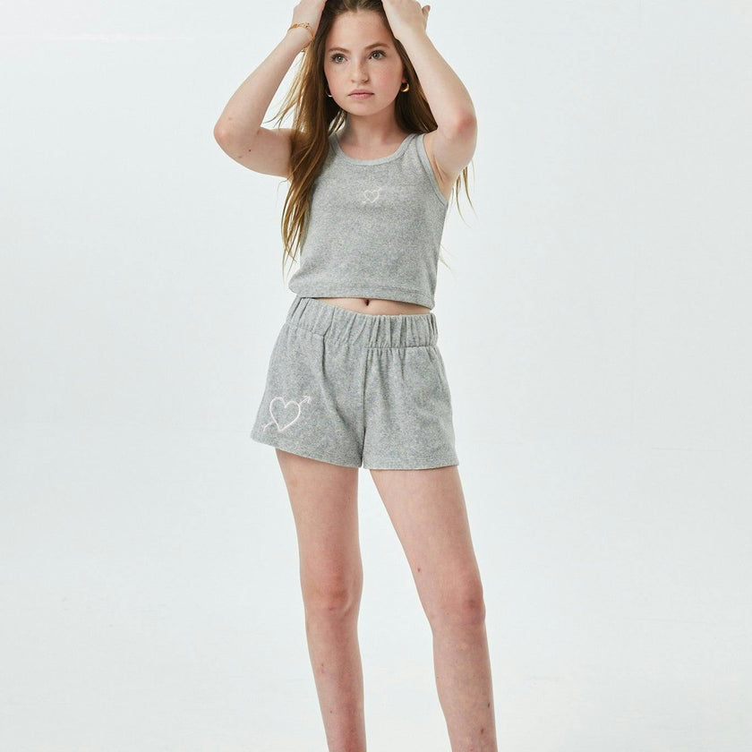 Sammie Grey With Heart & Arrow Terry Shorts