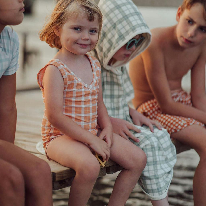 Sweetheart 1 Piece Swimsuit | UPF + Recycled - Buckwheat Plaid