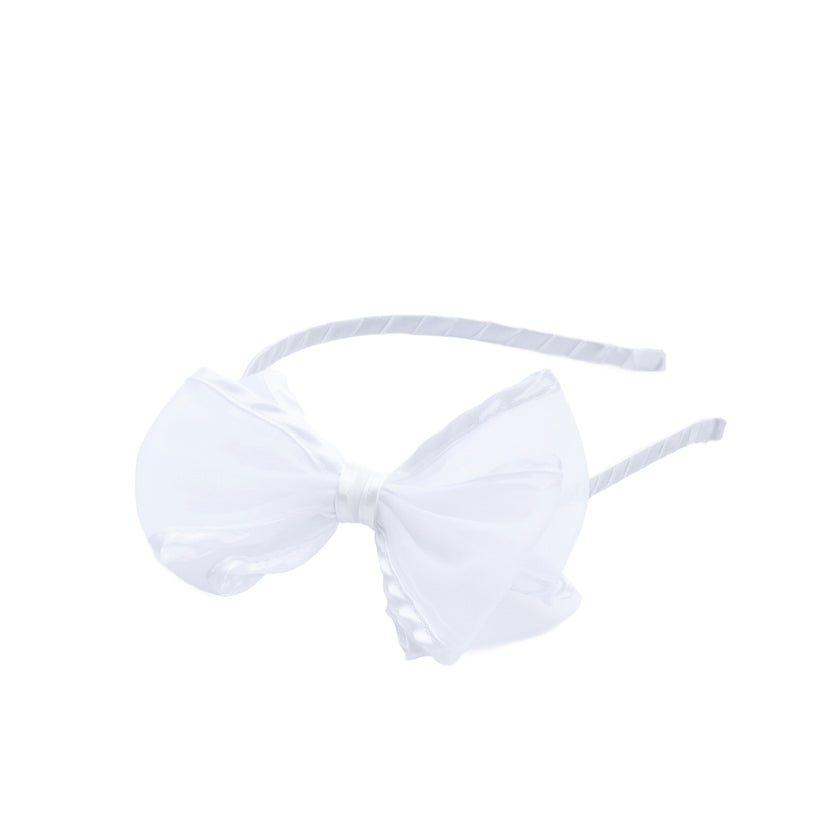 White Sheer Bow Headband