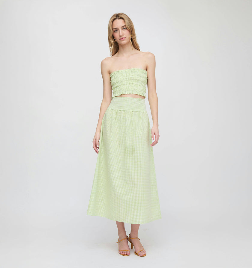 The Delphine Nap Skirt - Lime Gingham