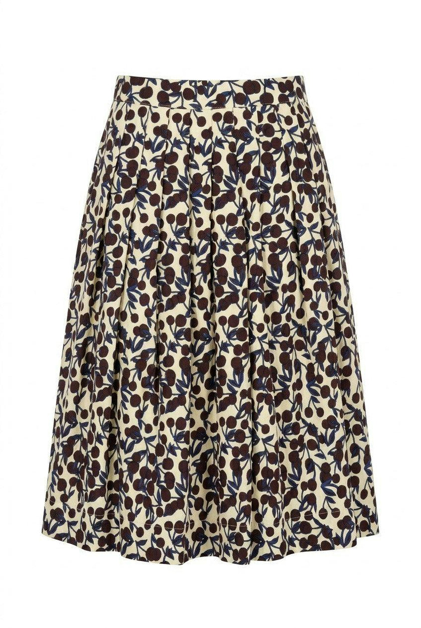 Cherry Print Pleated Skirt