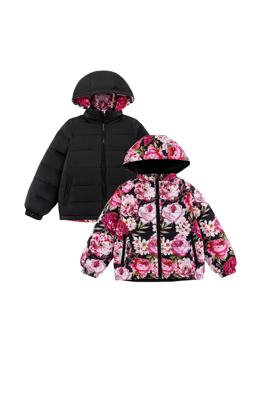 Blake Hooded Reversible Lightweight Down Puffer Jacket, Garden Floral