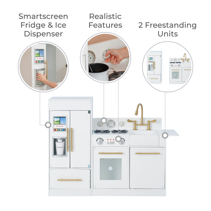 Little Chef Charlotte Modern Play Kitchen, White/Gold