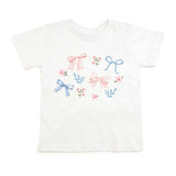 Floral & Bow Watercolor Short Sleeve T-Shirt - White