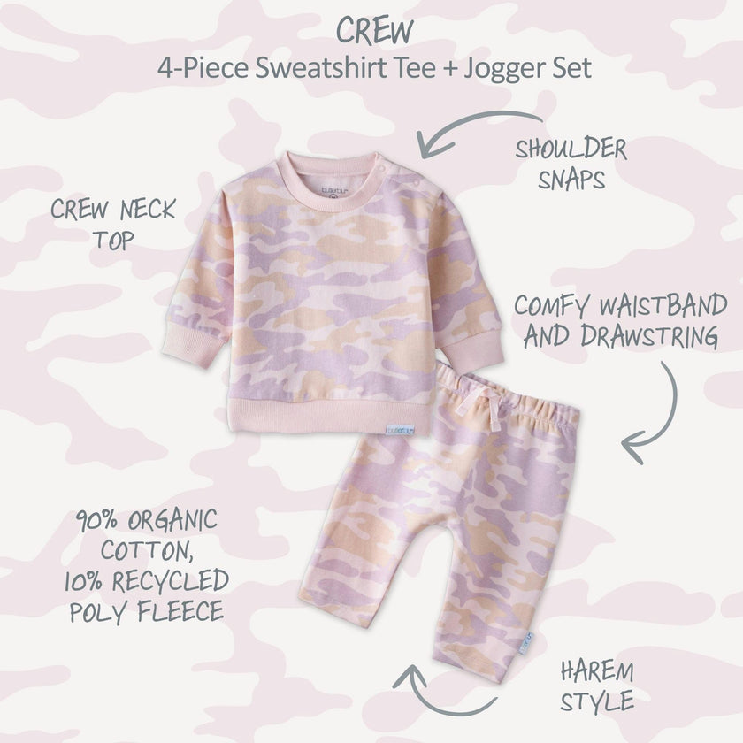 CREW 4-Piece Crew Neck Sweatshirt and Jogger Set