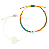 Kids Snowy Heart & Evil Eye Braided Bead Bracelet Bundle