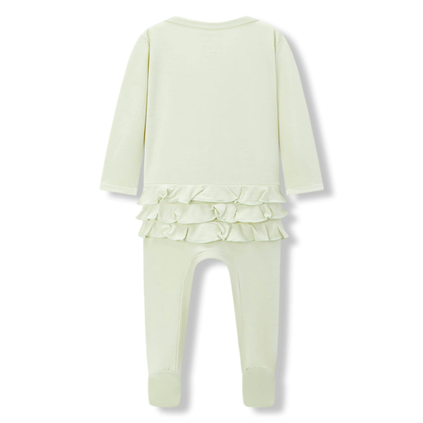 Aloe Luxe Solid Ruffle Footed Romper