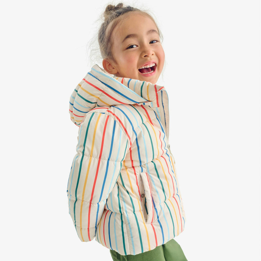 Kids stripe fleece-lined puffer jacket