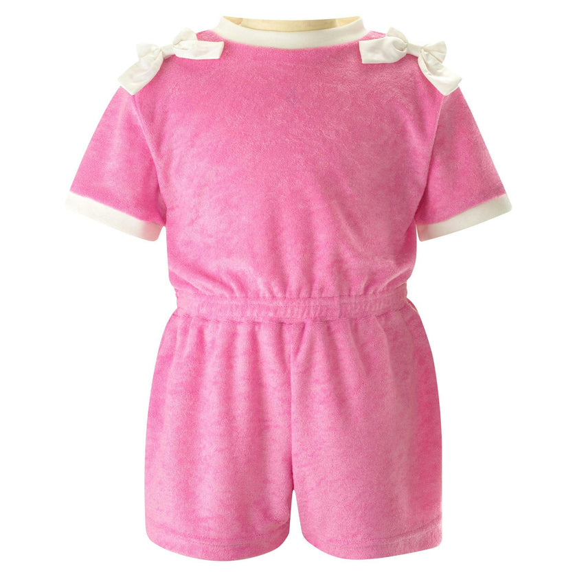 Pink Bow Towelling Playsuit