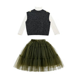 Floral Knit Vest & Tulle Skirt Set