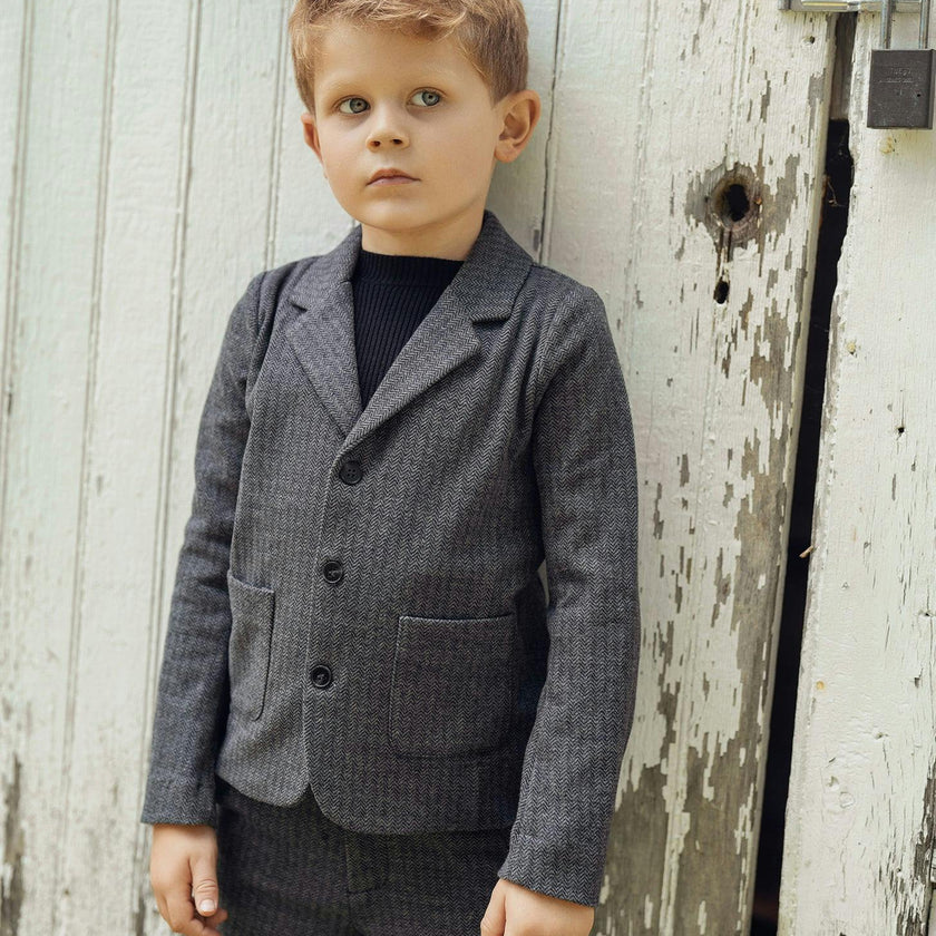 Herringbone Stretch Blazer Black