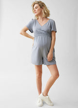 Short Sleeve V-Neck Knit Maternity Romper
