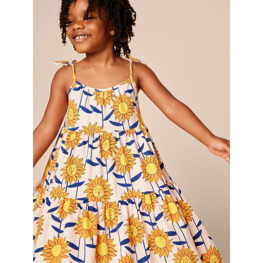 Tie Shoulder Tiered Dress, Multi