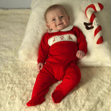 Pima Candy Cane Smocked Footie