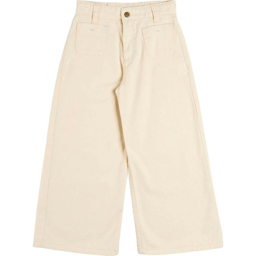 Soft Cotton Wide Leg Trousers in Cream (2-12yrs)