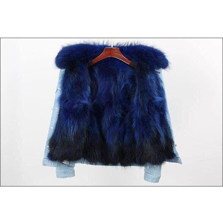 Women’s Ombre Fur Denim Jacket Grey