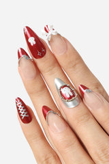 Miffy Burgundy Almond Press-On Nails | Cute Character Nail Art