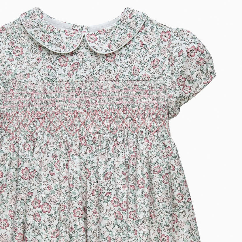 Arabella Floral Smocked Dress in Pink
