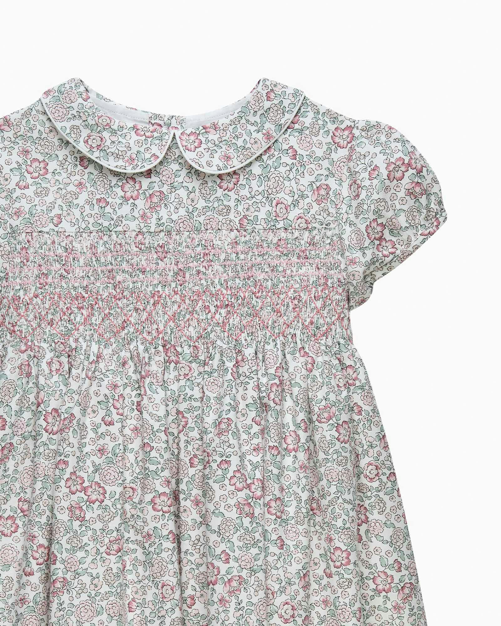 Arabella Floral Smocked Dress in Pink