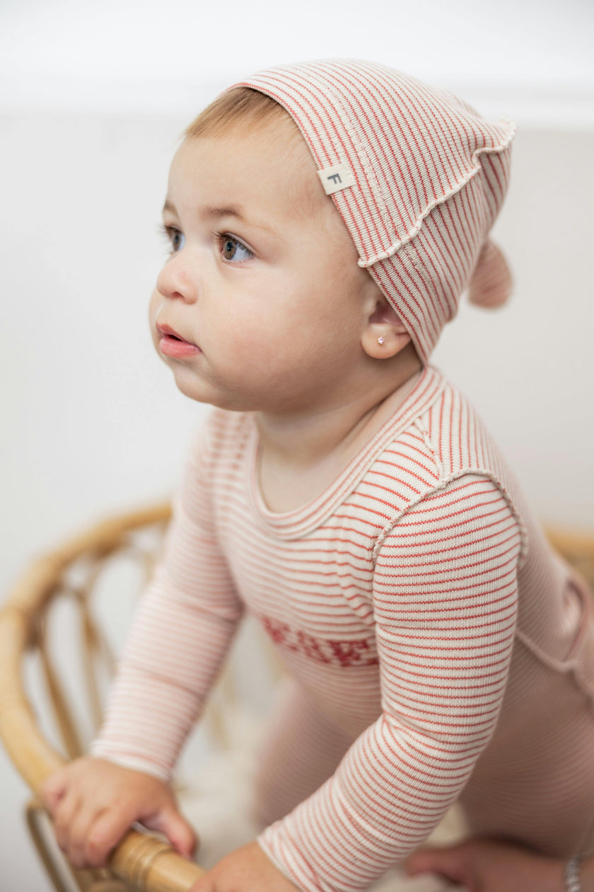 Stitch Velour Bow Detail Snap Front Romper and Hat Two Piece Set