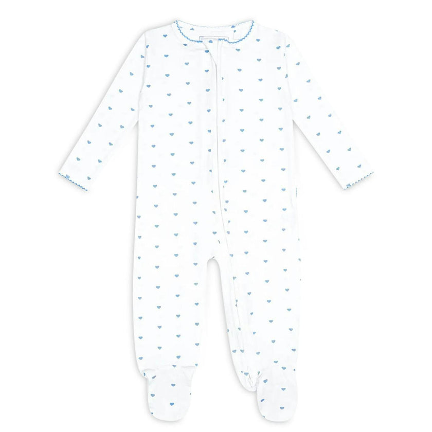 baby blue heart pima footie