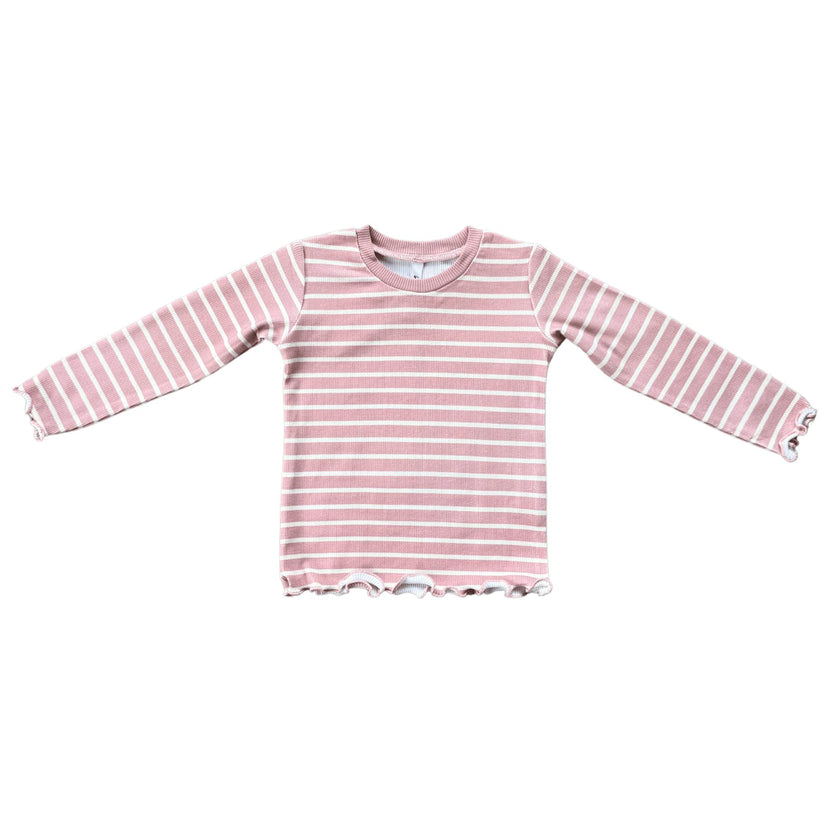 Lettuce Hem Tee Misty Rose Stripe