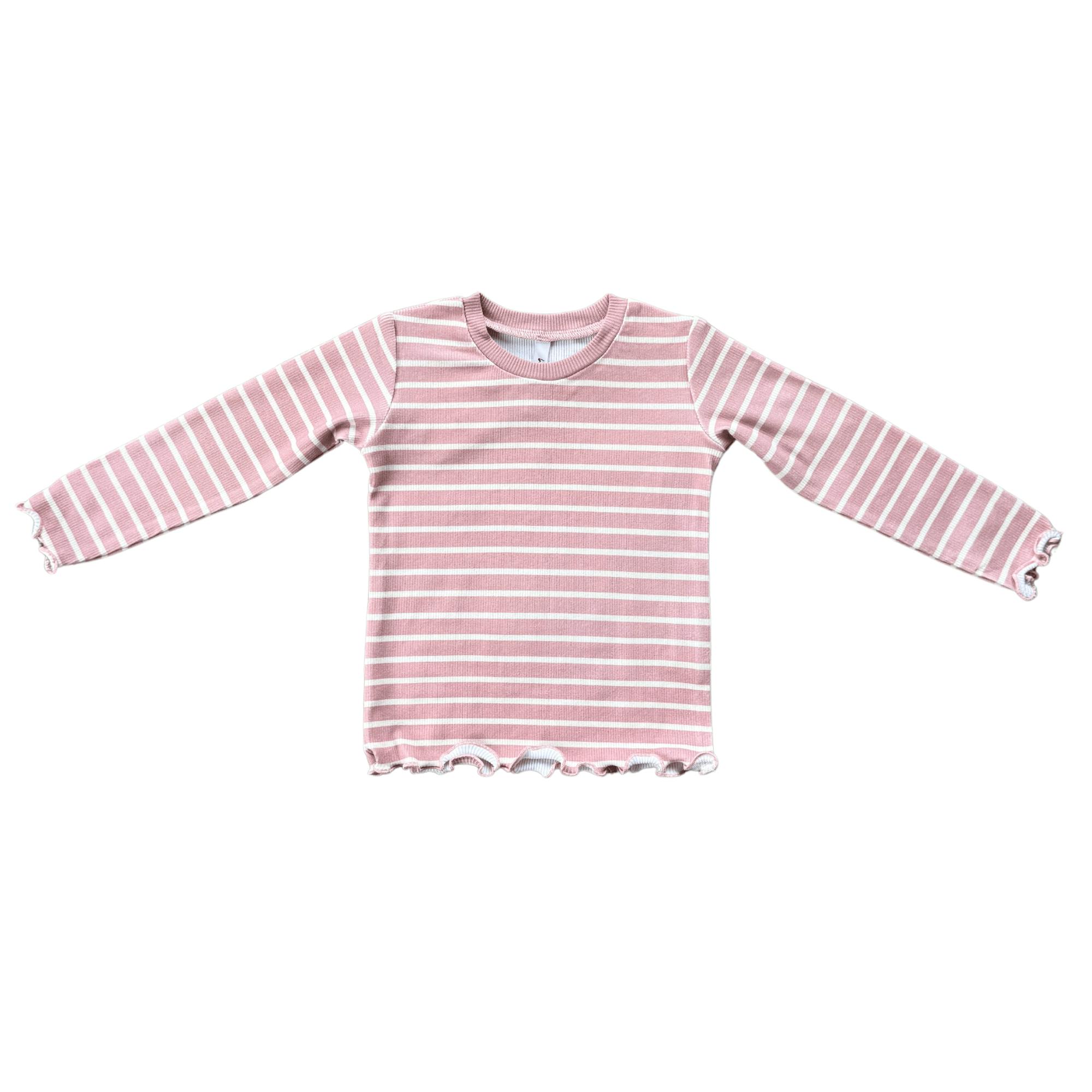 Lettuce Hem Tee Misty Rose Stripe