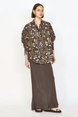 Kyoto Shirt in Olive Labyrinth