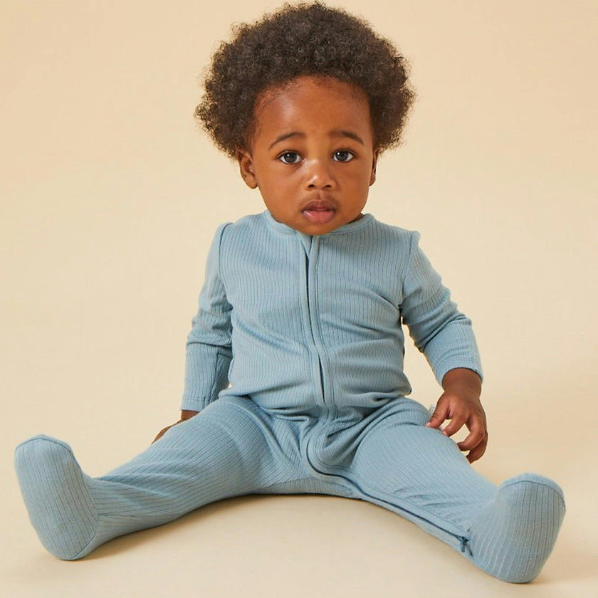 Ribbed Clever Zip Footed Baby Pajamas