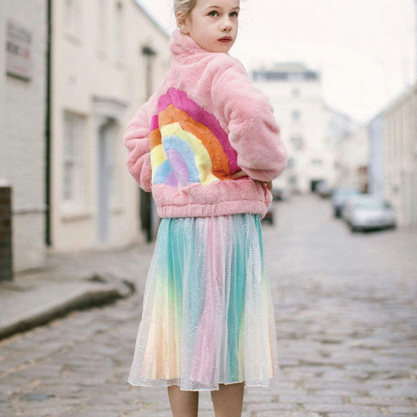 Rainbow Faux Fur Coat