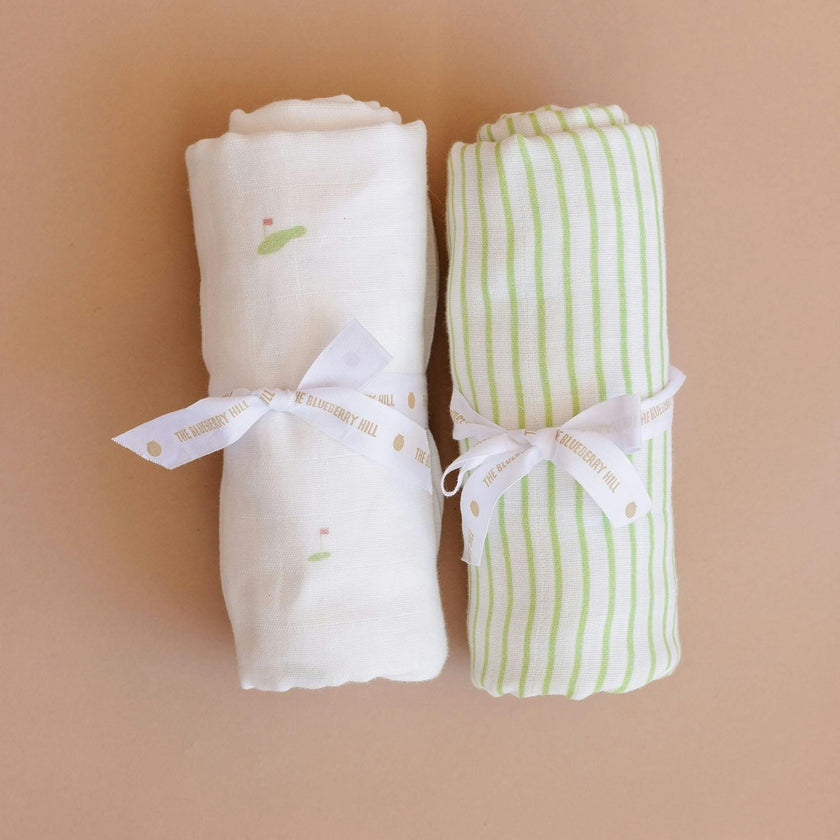 Organic Muslin Swaddle Set - Green