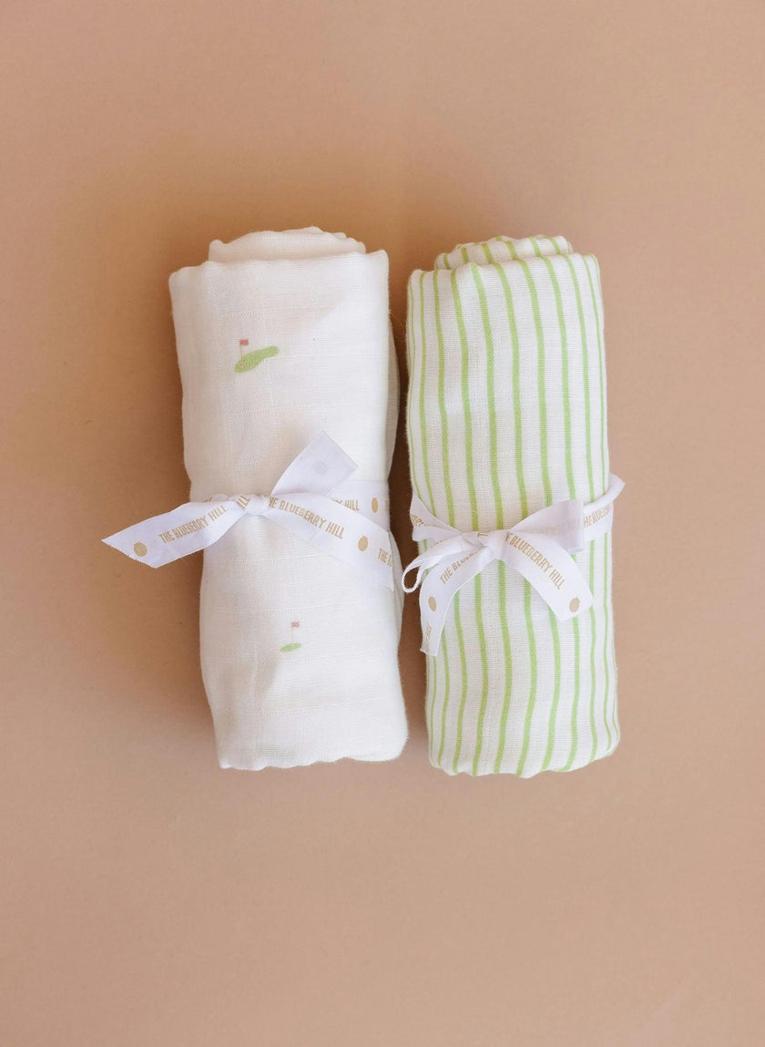 Organic Muslin Swaddle Set - Green