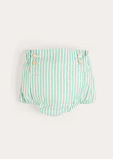 Wimbledon Stripe Button Detail Bloomers in Green (1mth-3yrs)