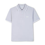 Pale Blue Tipped Piqué Polo Shirt