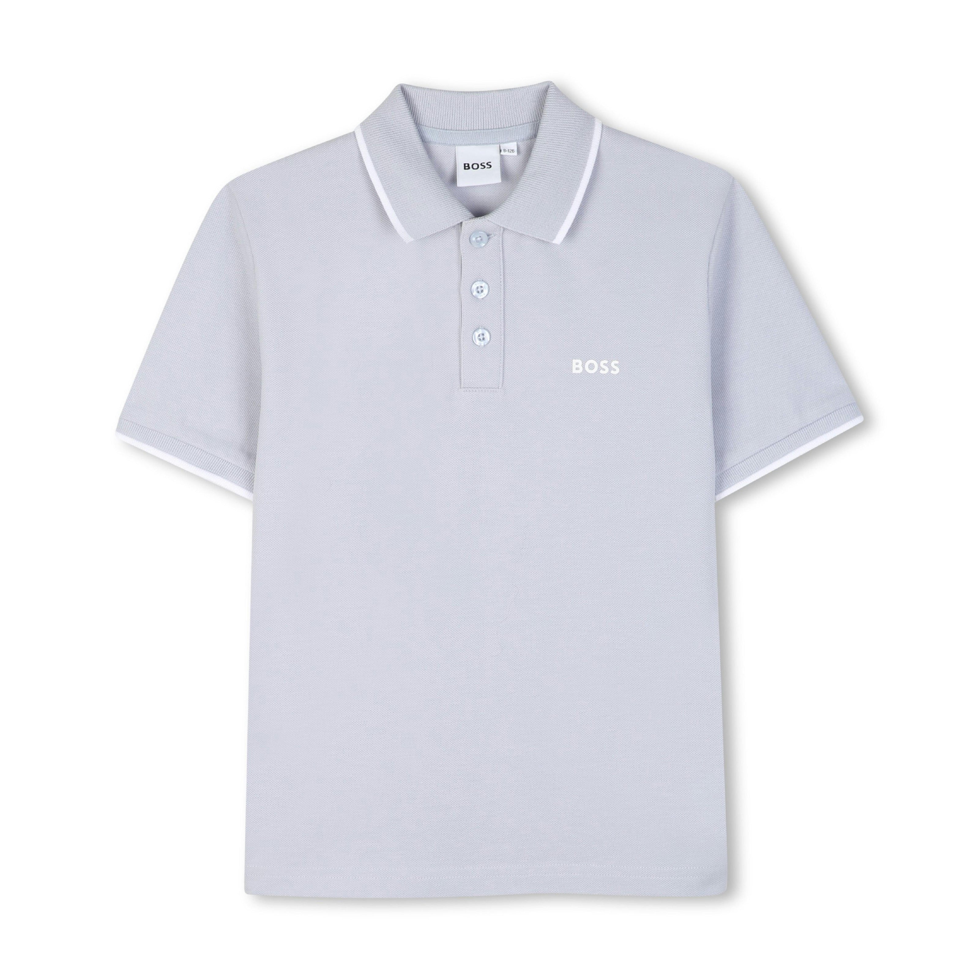 Pale Blue Tipped Piqué Polo Shirt