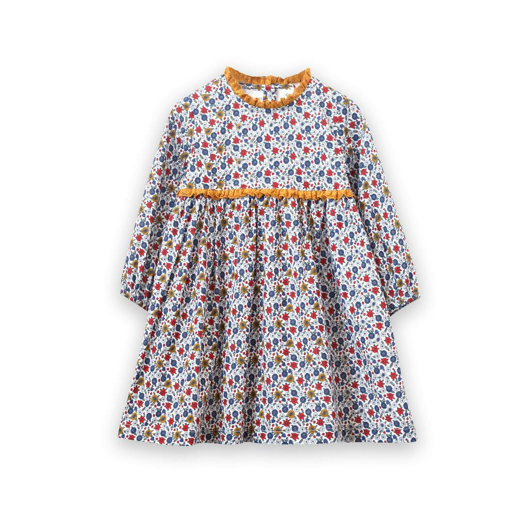Toddler Long Sleeves Dress with Lace Trim