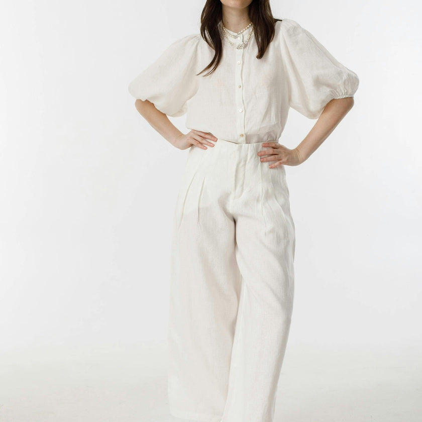 Culotte Linen Pants - Off White
