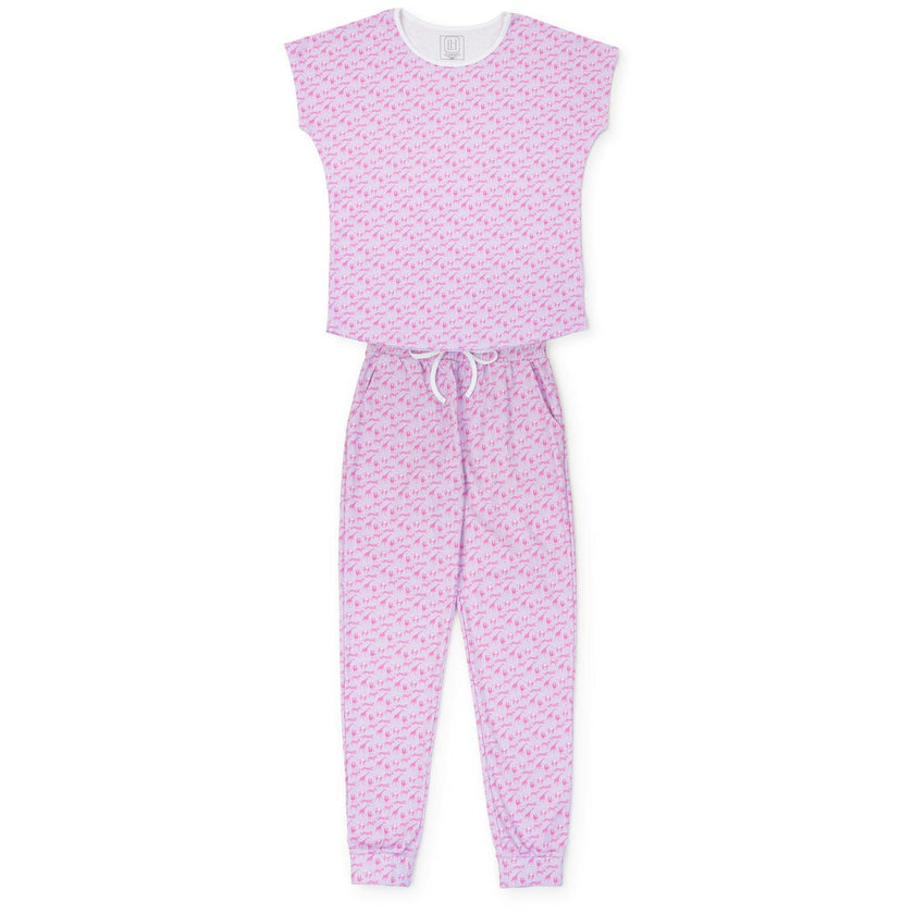 Melanie Women's Pajama Jogger Pant Set - Pink Savanna Safari