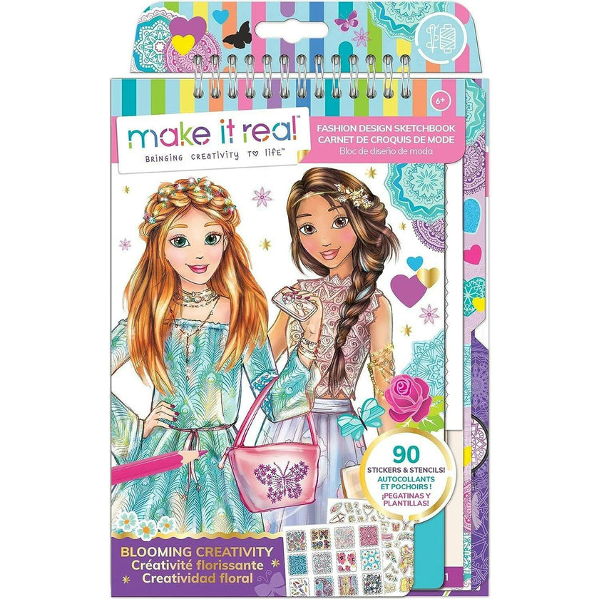 Fashion Design Sketchbook: Blooming Creativity - Includes 90 Stickers & Stencils
