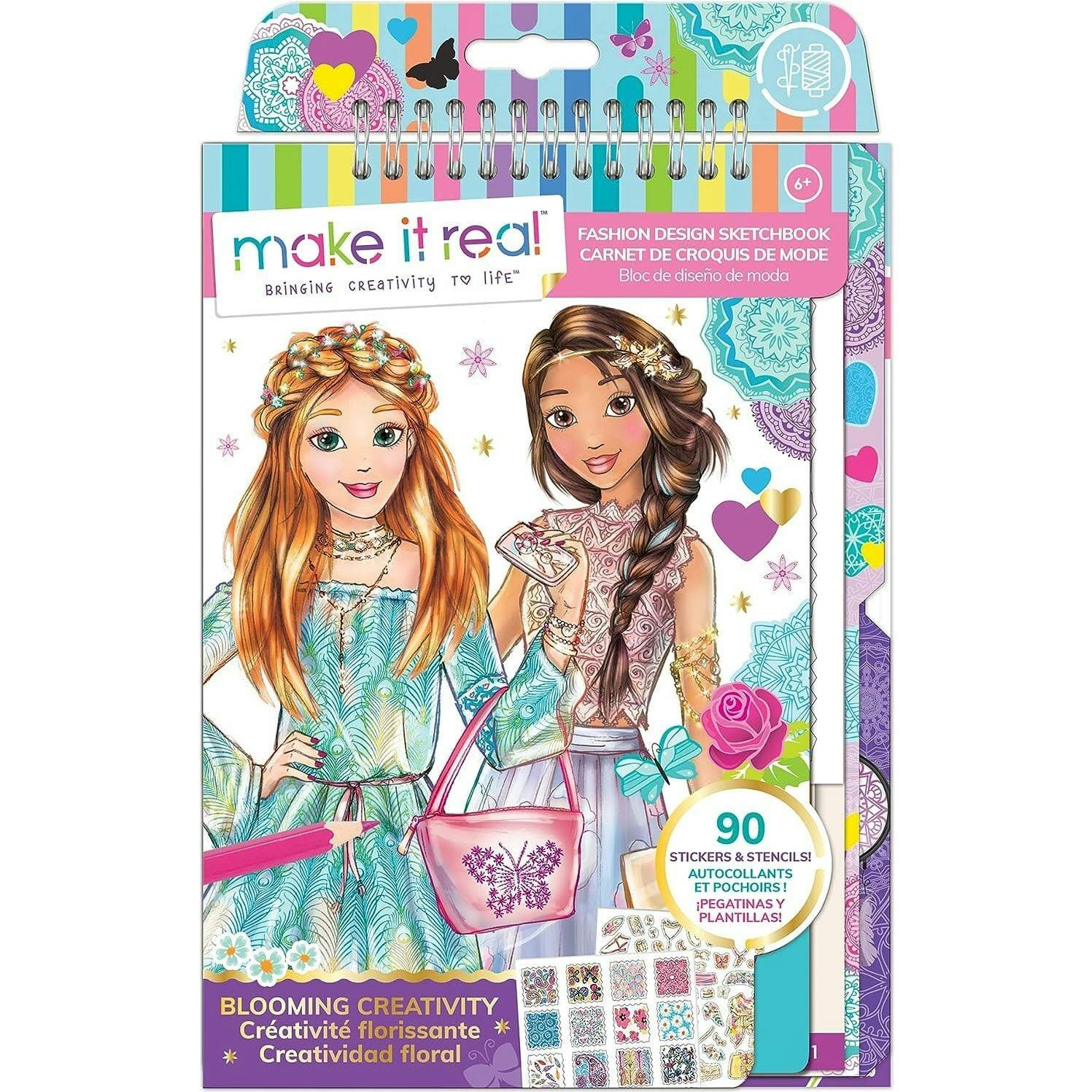 Fashion Design Sketchbook: Blooming Creativity - Includes 90 Stickers & Stencils