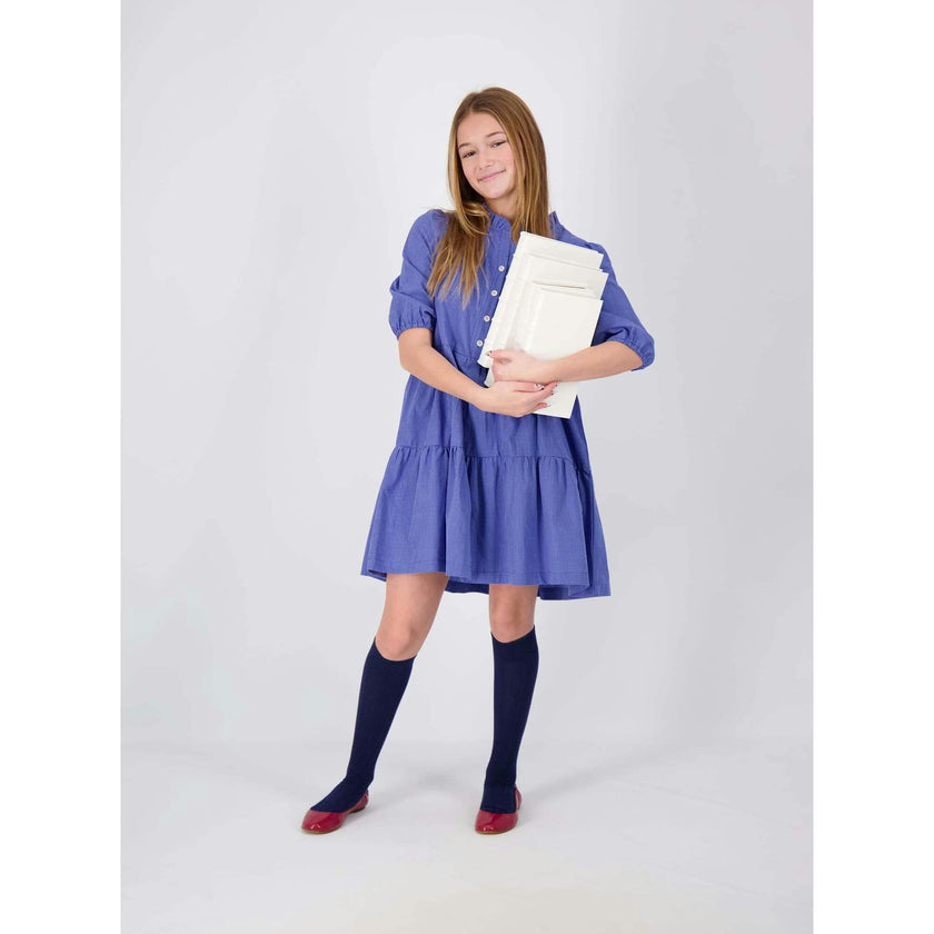 Heather Pop Over Dress, Blue
