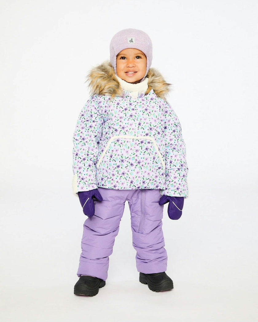 Baby Snug One Piece Snowsuit Adapted For Car Seats Purple Printed Mini Flowers