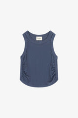 Rayon Rib Shirred Sleeveless Tank