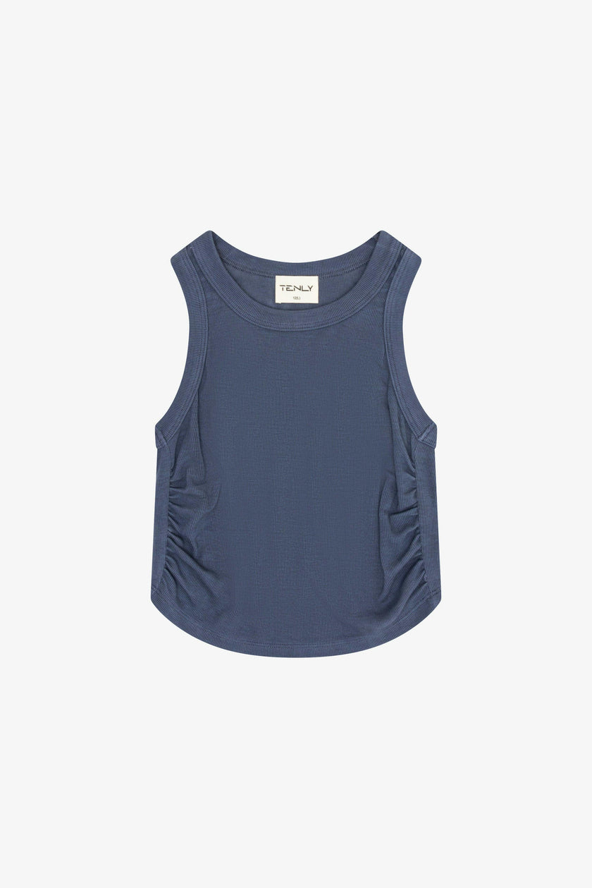 Rayon Rib Shirred Sleeveless Tank