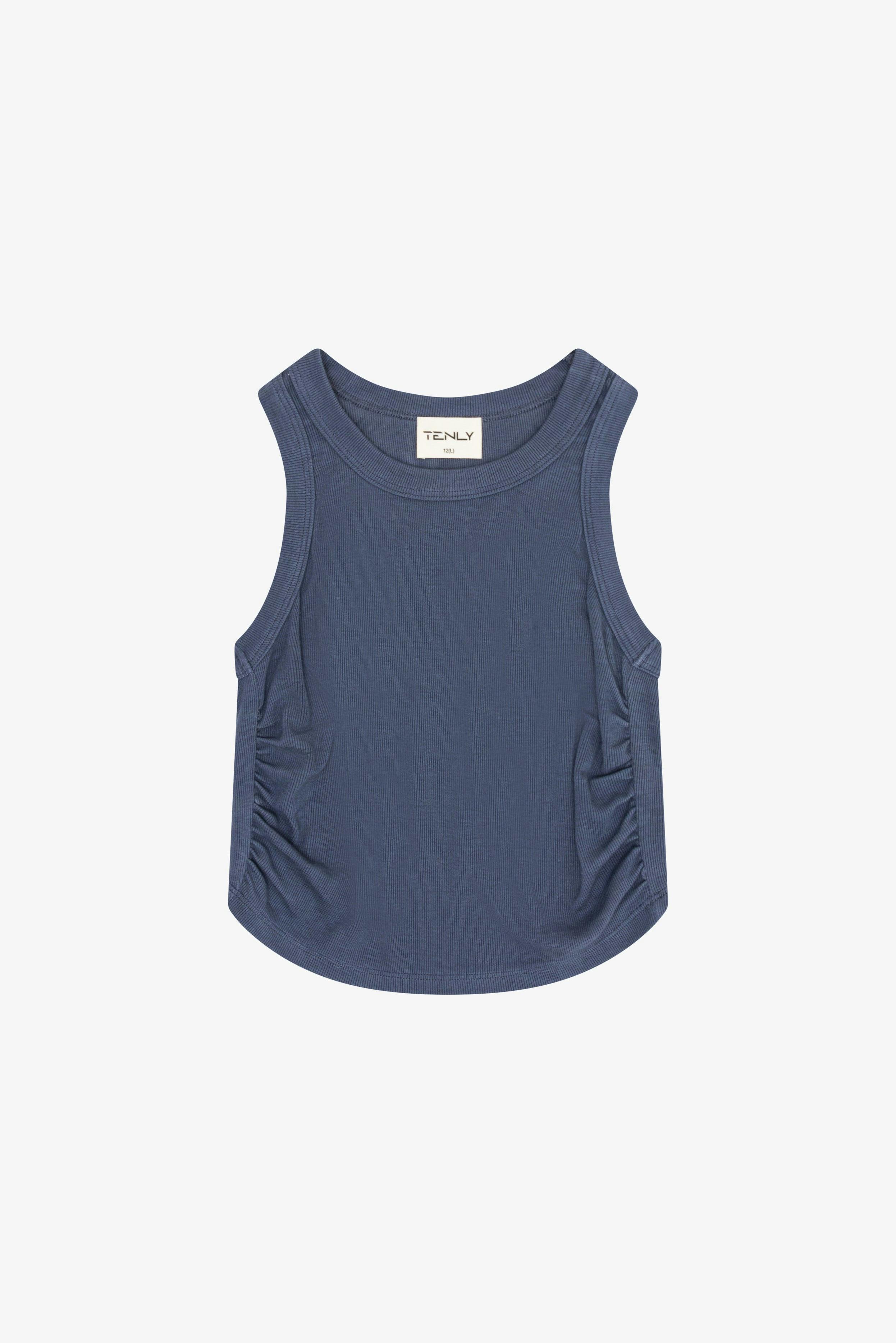 Rayon Rib Shirred Sleeveless Tank