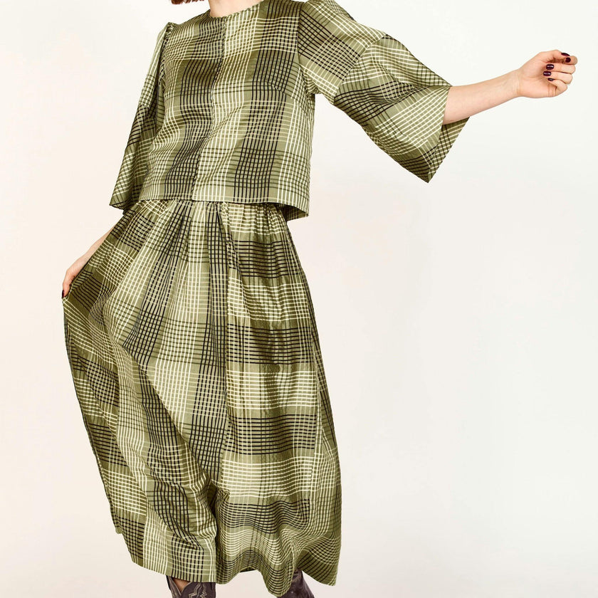 Verona Skirt in Olive Plaid