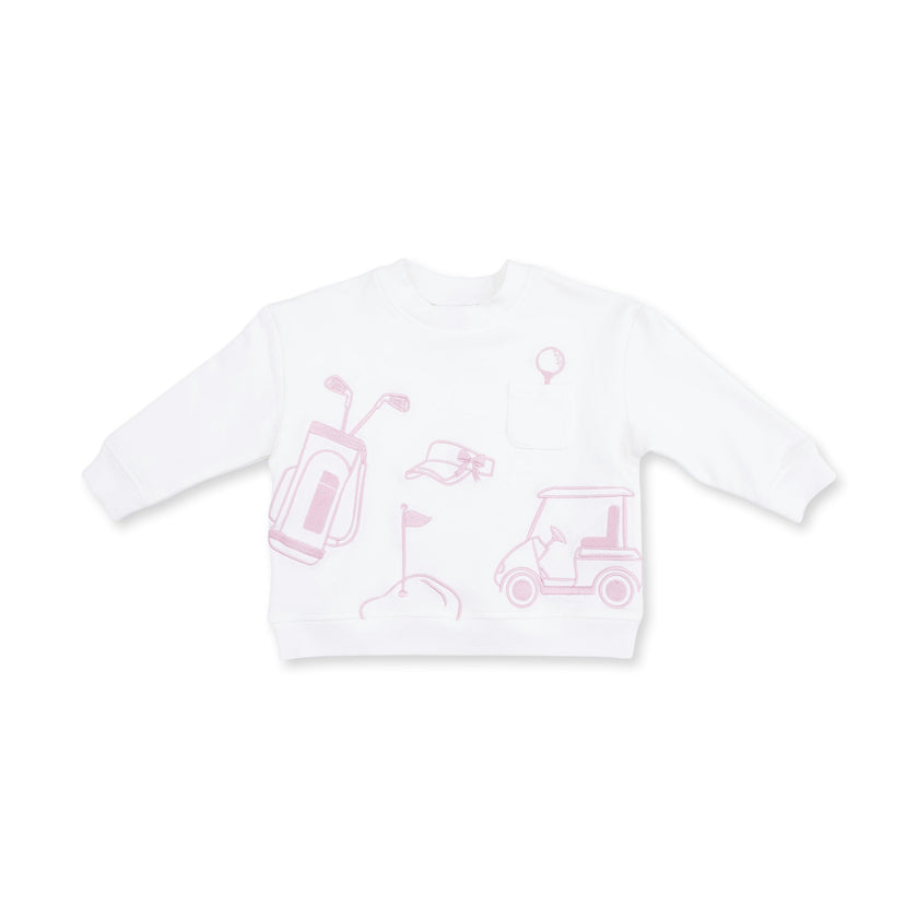 Golf - Drop Sleeve Sweatshirt White and Pink