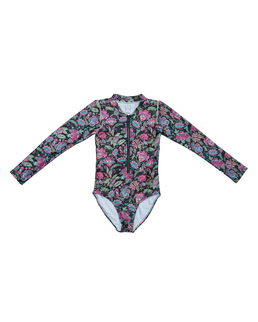 Girls Long Sleeve Swimsuit (Phoenix Print)