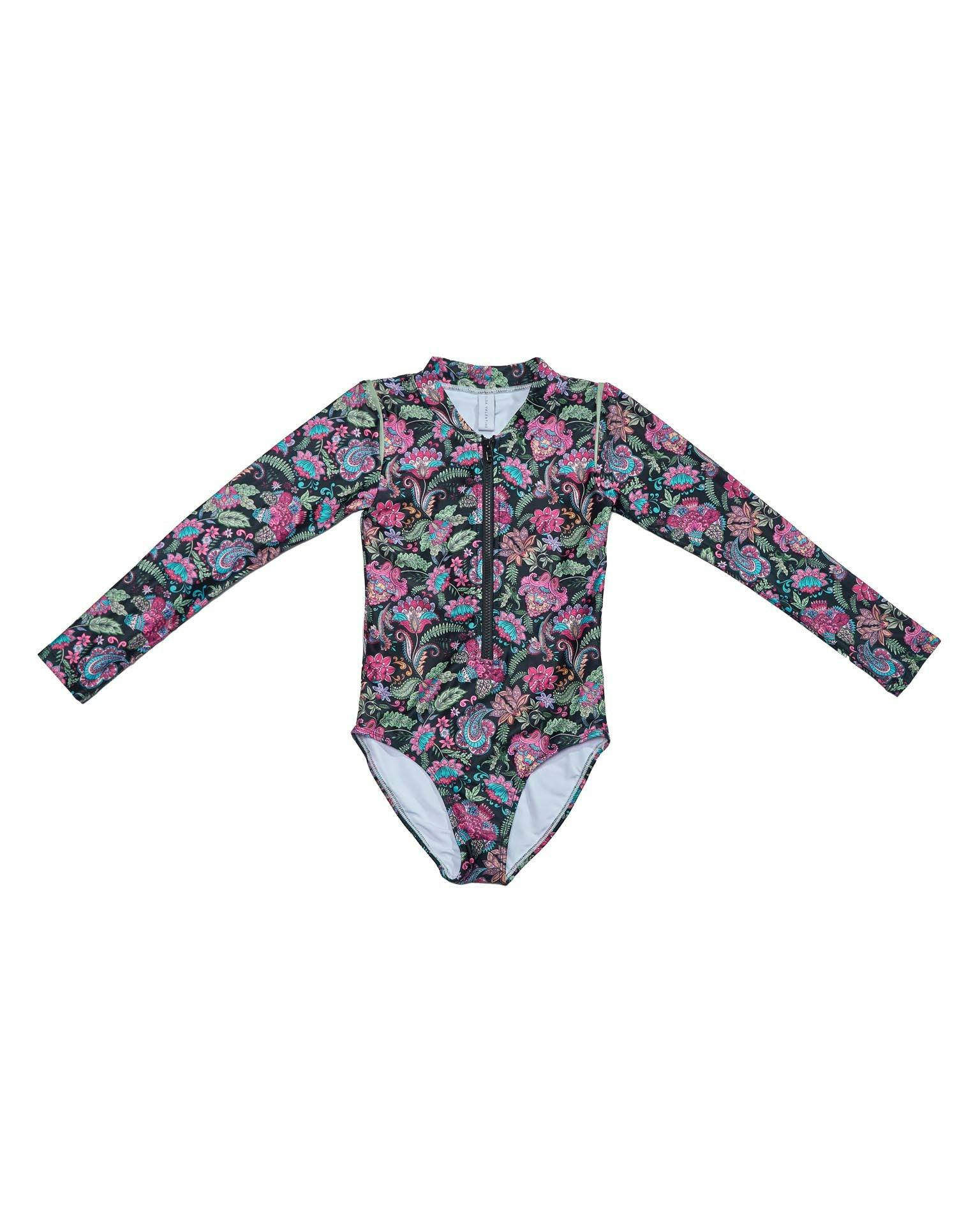 Girls Long Sleeve Swimsuit (Phoenix Print)