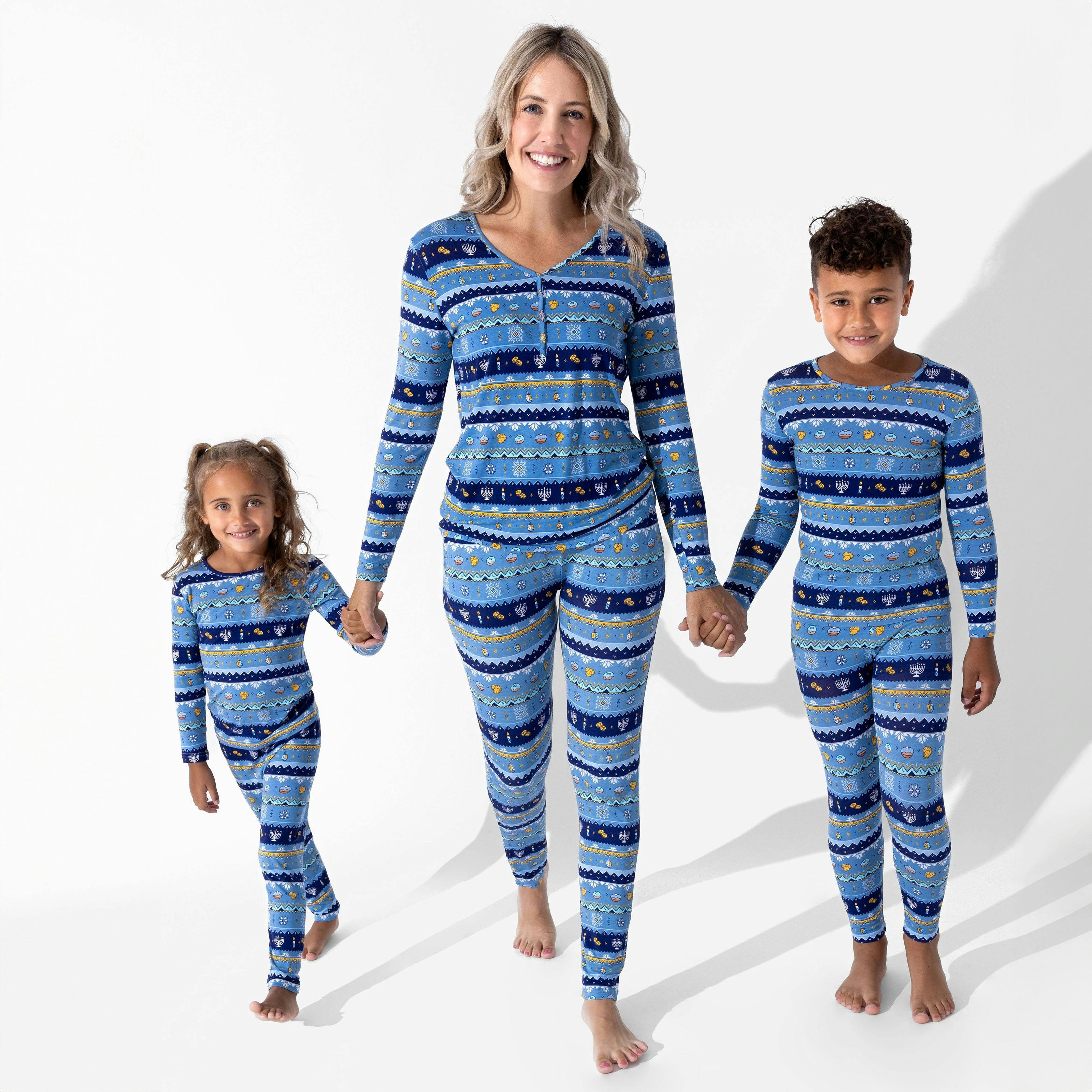 Hanukkah Fair Isle Bamboo Kids Pajamas
